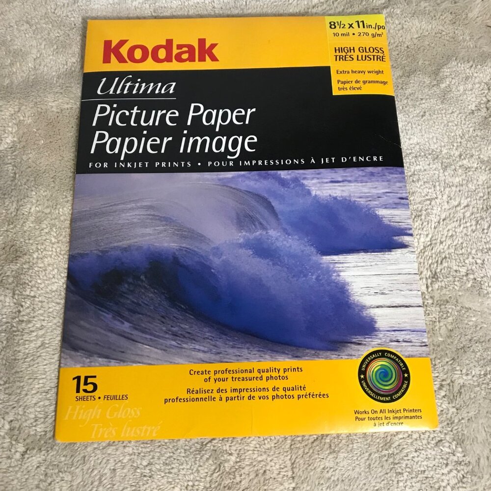 Kodak Photo Paper 10 ML Ultima High Gloss  8.5" X 11" Inkjet Printers 13 Sheets